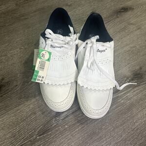 MacGregor Women's Golf Shoes White Leather Lace Up 9.5Kiltie Closure Fringe VTG